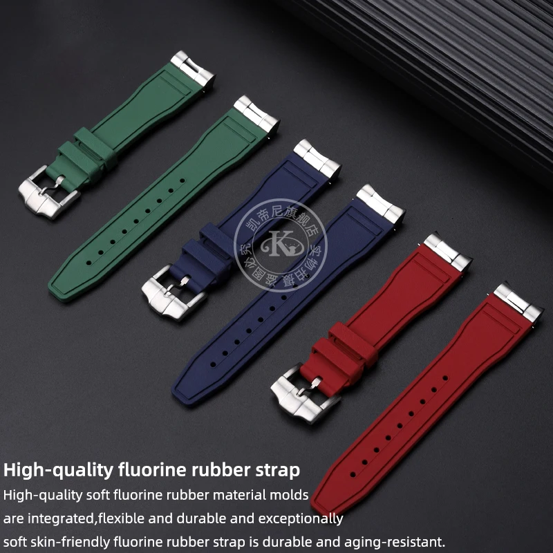 For Tudor Black bay Small red flower fluororubber strap bracelet M79363 small monster stainless steel curved accessory for men