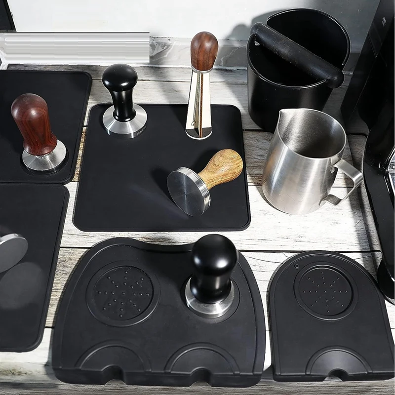 Food Safe Silicone Coffee Corner Tamping Mat Anti-Slip Soft Station Holder Pads + Powder A