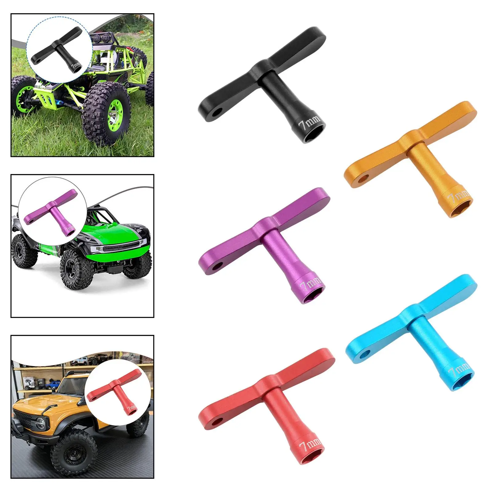

Ключ для гайки колеса радиоуправляемого автомобиля, шестигранный привод 7 мм для 1/10 1/8, внедорожного багги, прочный аксессуар, универсальный инструмент для установки с Т-образной ручкой