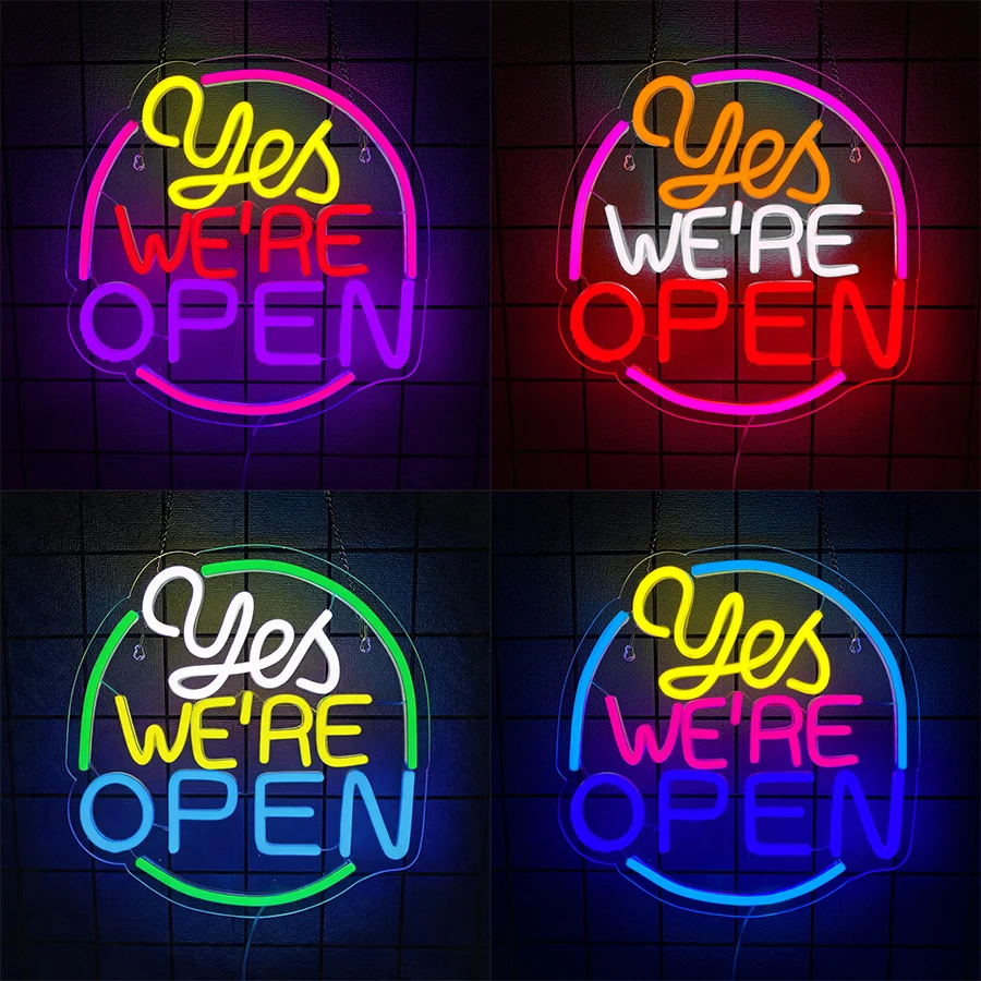Yes！ We'Re Re Open Led Neon Signs, Colored Letter Business Signs, Bars, Coffee Shops, Hotels, Restaurants And Shops Decor.