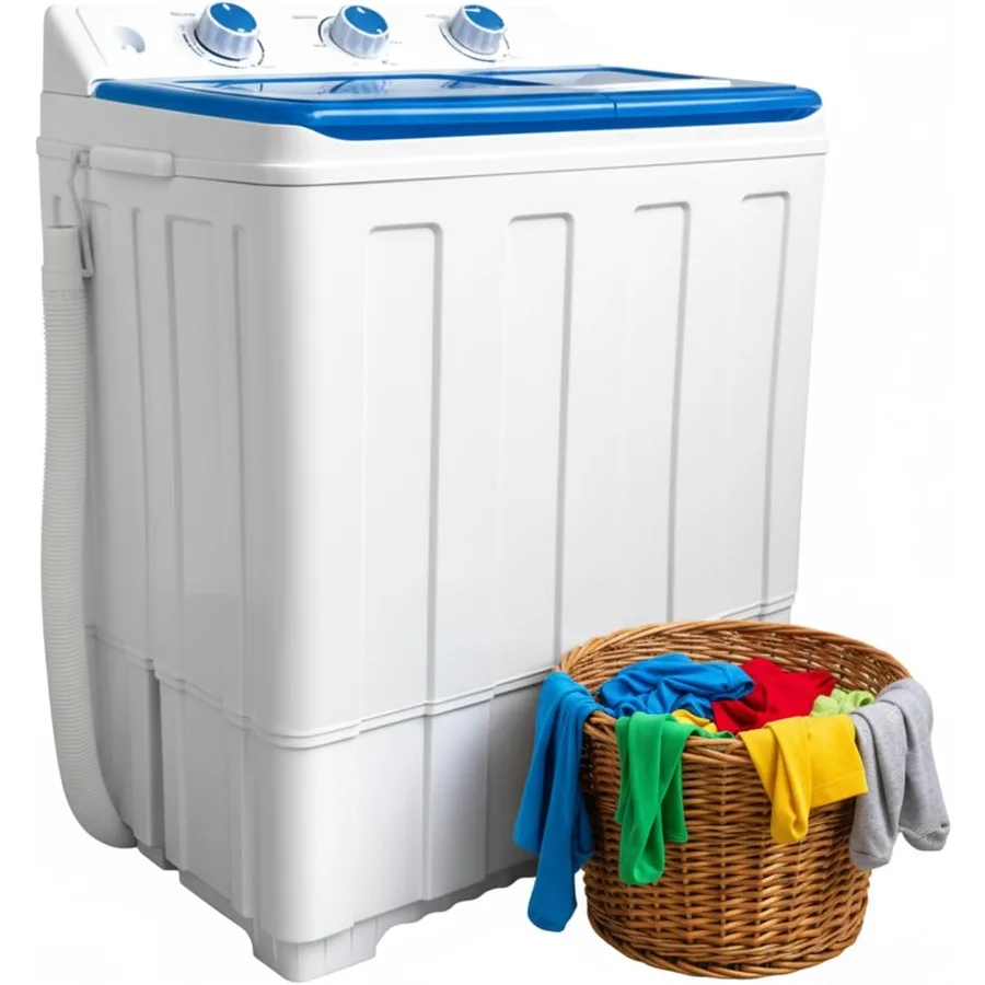 

14lbs Portable Washing Machine with 9.5lbs Wash and 4.5lbs Spin Twin Tub Washer Compact Machine with Drain Pump Mini Portable W