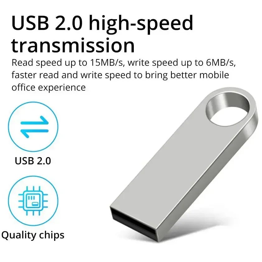 Flash Drive USB 2.0, Flash Drive USB 64GB U Stick 32GB 16GB 8GB untuk Android mikro/PC dengan Wdapte