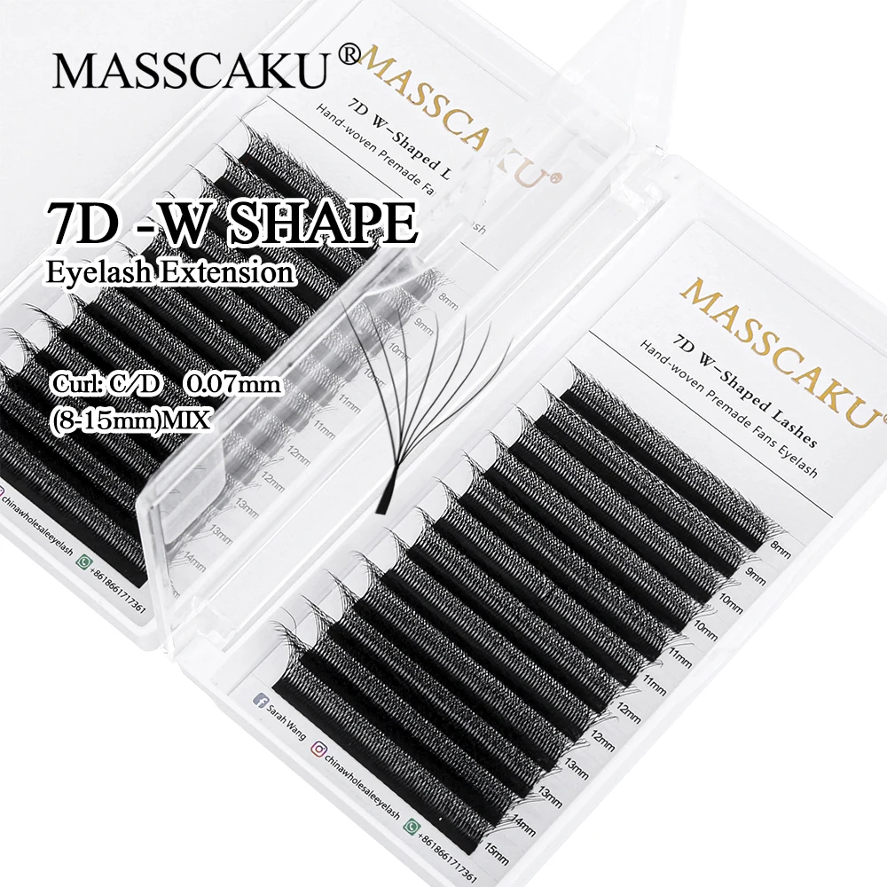 

MASSCAKU New Fashion 4D 5D 6D 7D 8D 10D W Shaped Lash Extension Individual Handmade Woven Faux Mink Eyelash for Salon Makeup Use