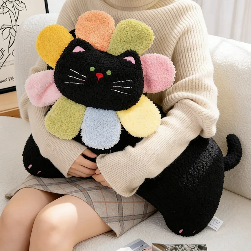 Spotted Cat Plush Pillow Flower Stuffed Cushion 50cm Adorably Soft Sofa Cushion Home Decor Toys Throw Pillow Birthday Gifts