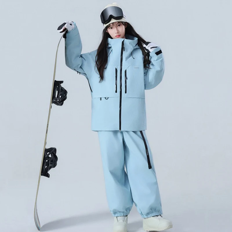 New Professional Male Female Ski Suit Set Loose Type Waterproof Couple Single and Double Board Keep Warm Ski Pants Ski Jackets