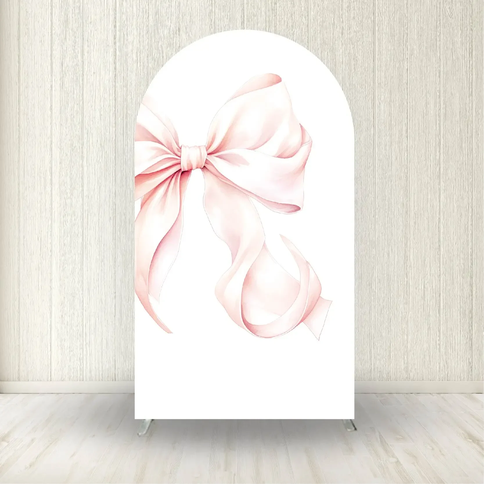 Light Pink Bow Balloon Arch Backdrop Cover Elastic Fabric Girl Party Decoration Baby's First Birthday Photo Studio Background