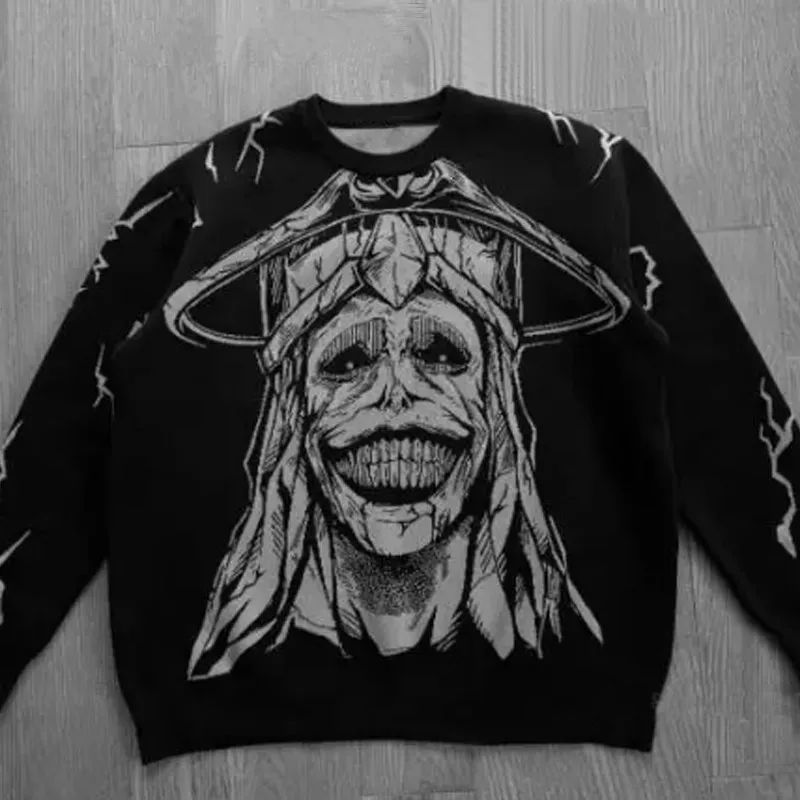 Streetwear Sweater Y2K Harajuku Dark cartoon hip-hop Graphic Oversized Sweater Mens Womens Gothic Jumper Pullover Sweater new