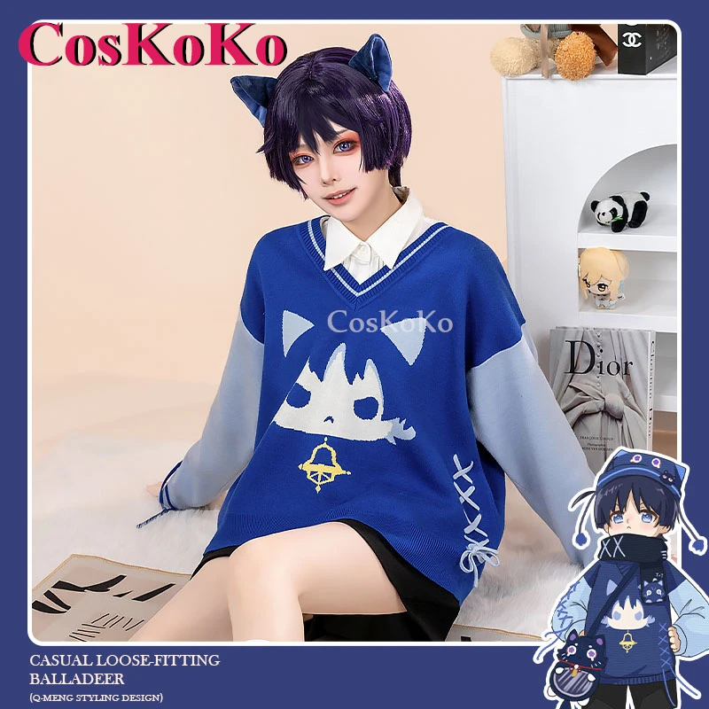 CosKoKo Scaramouche/Wanderer Cosplay Genshin Impact Costume Peripheral Product Fashion College Style Sweater Daily Wear Outfit