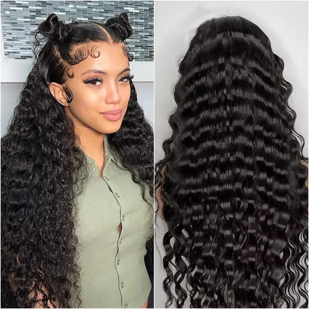 

Глубокие волны, натуральные цветные парики HD, кружевные парики, бразильские человеческие волосы, кружевные парики 13x6, прозрачные парики шнурка, плотность 200 для женщин