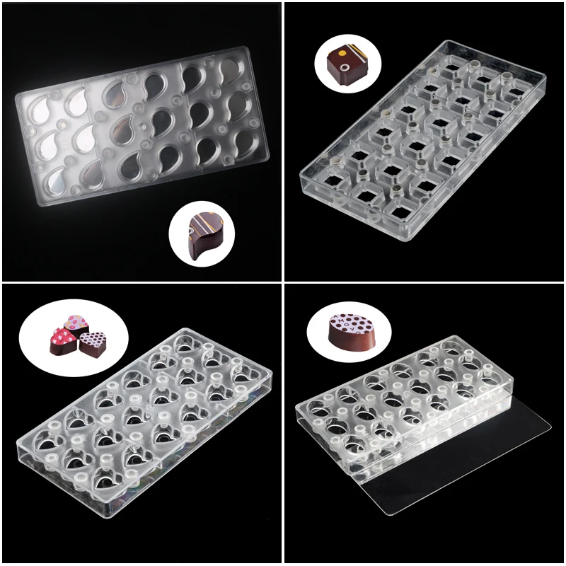 PC Choc Mould Polycarbonate Chocolate Mold Sturdy and Durable Magnetic Stainless Steel Transfer Plate Candy Forms Baking Tools