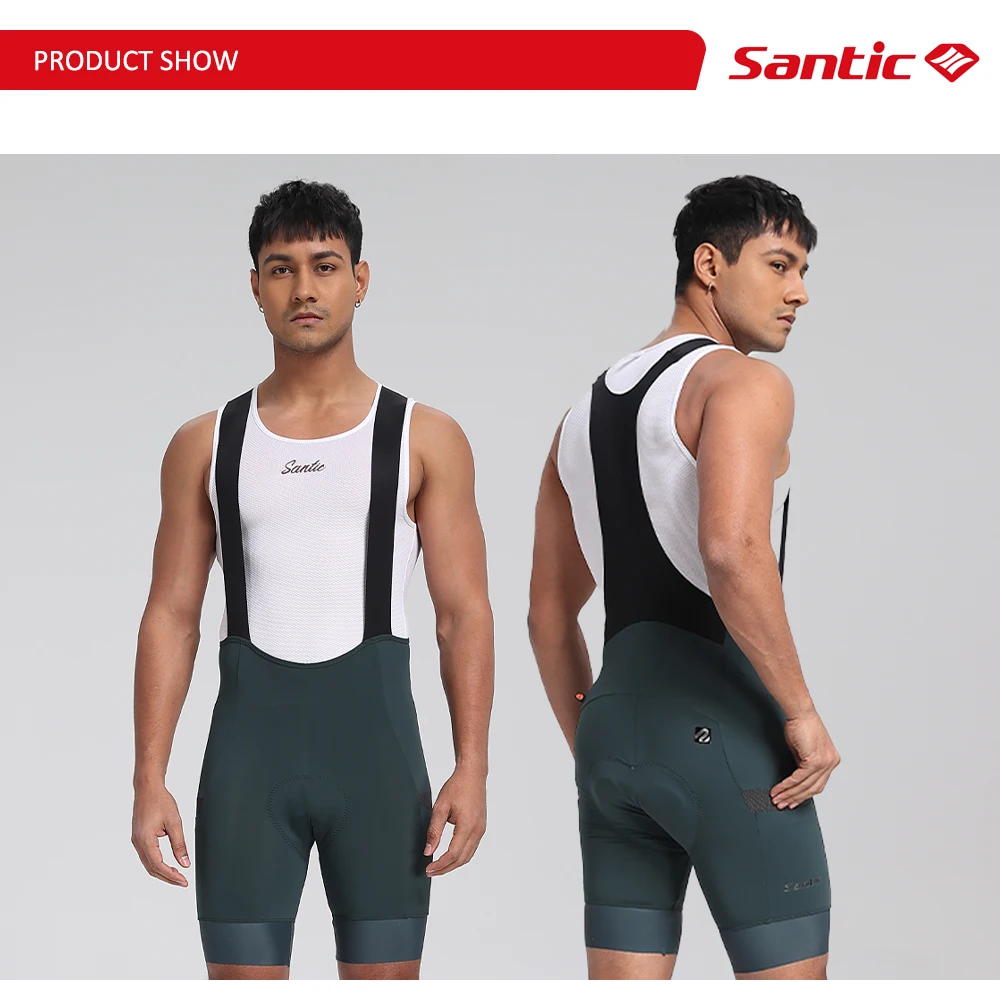 Santic Herren Sommer-Radsport-Trägerhose, Rennrad, MTB, importiertes Doppelpfeil-Sitzkissen, atmungsaktiv, schnell trocknend, mehrfarbig, Fahrradshorts – Detail 10
