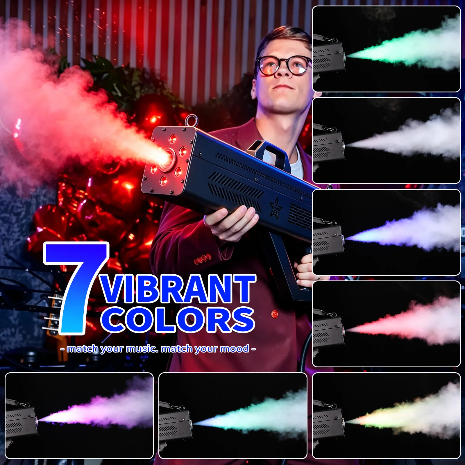 1700W LED RGB Handheld Smoke Gun Stage Special Effect Equipment Smoke Sprayer for DJ Disco Christmas Party Wedding view 2