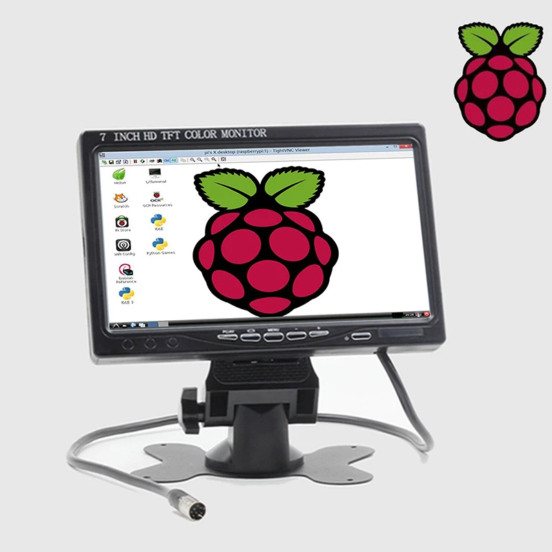 7 Inch VGA AV LCD Screen For Raspberry Pi SLR Camera 5V 24V 1024 * 600 Car Rearview Monitor With Speaker
