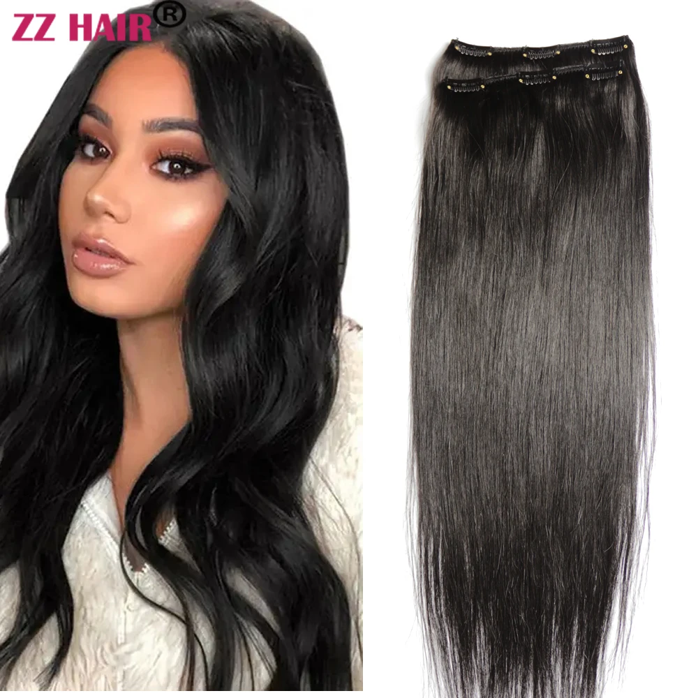 ZZHAIR 100% وصلات شعر ريمي بشري 16 "-24" 2 قطعة مجموعة 70 جرام-80 جرام 2x15 سنتيمتر مقاطع-في طبيعي مستقيم