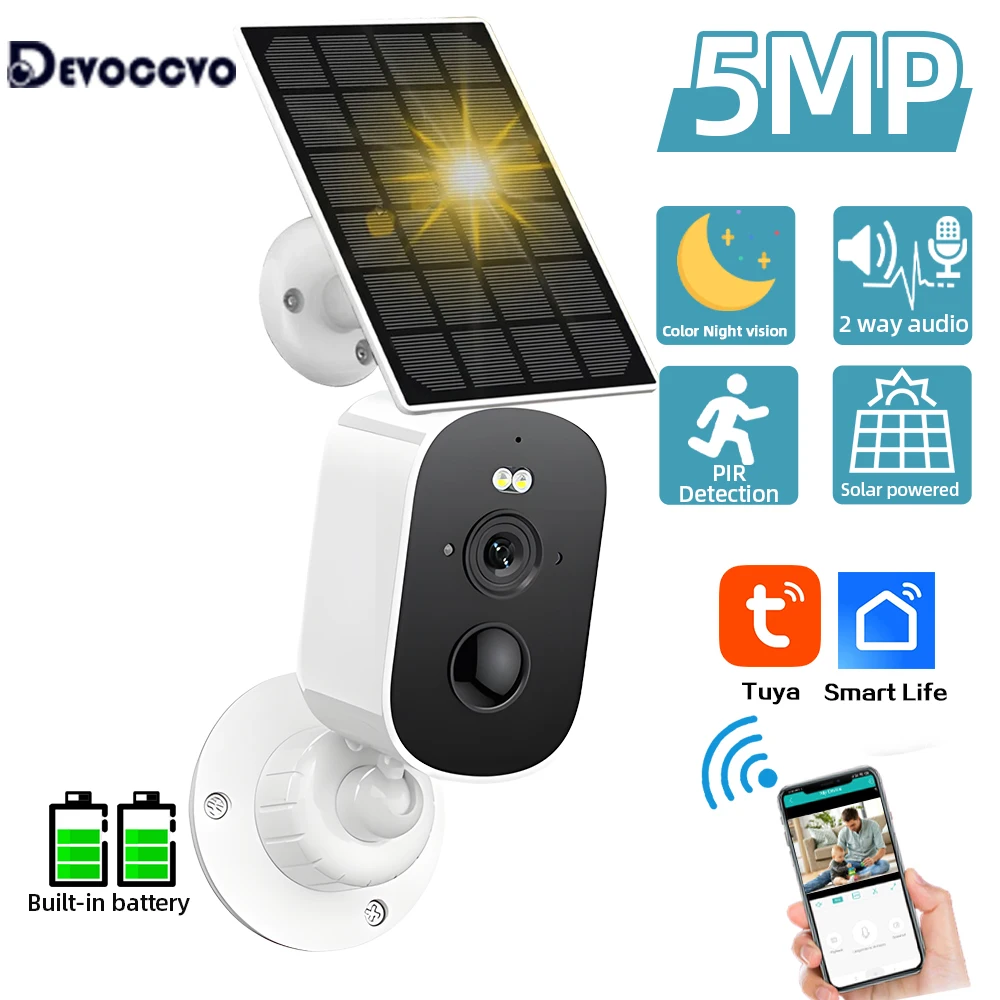 

Tuya Solar Wifi Battery IP Camera 5MP Outdoor 2 Way Audio Smart Life CCTV Wireless Rechargeable Security Surveillance Camera P2P
