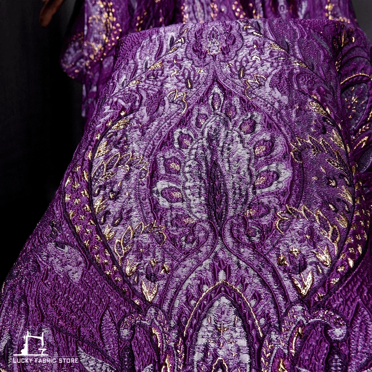 Purple exotic palace style bright silk blend three-dimensional texture embossed jacquard fabric jacket designer fabric