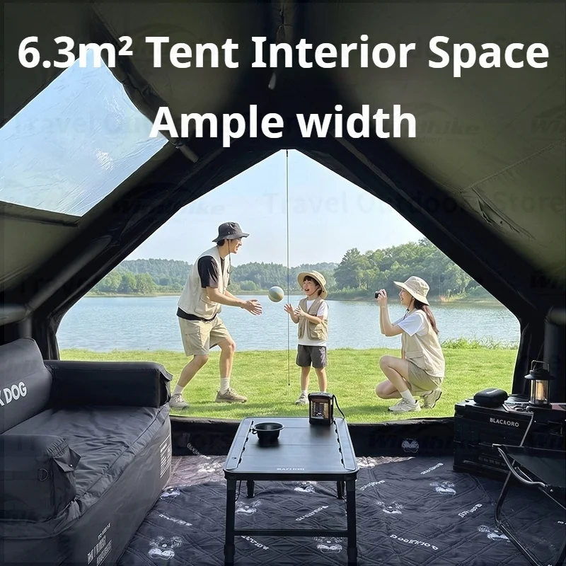 BLACKDOG Outdoor Camping Split Double-Layer Inflatable Self-Standing Tent 150D Oxford Cloth Black Vinyl Sun Protection Family