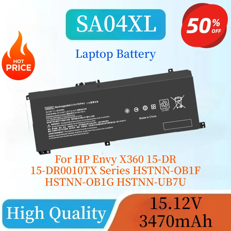 

NEW SA04XL 15.12V 3470mAh Laptop Battery For HP Envy X360 15-DR 15-DR0010TX Series Notebook HSTNN-OB1F HSTNN-OB1G HSTNN-UB7U