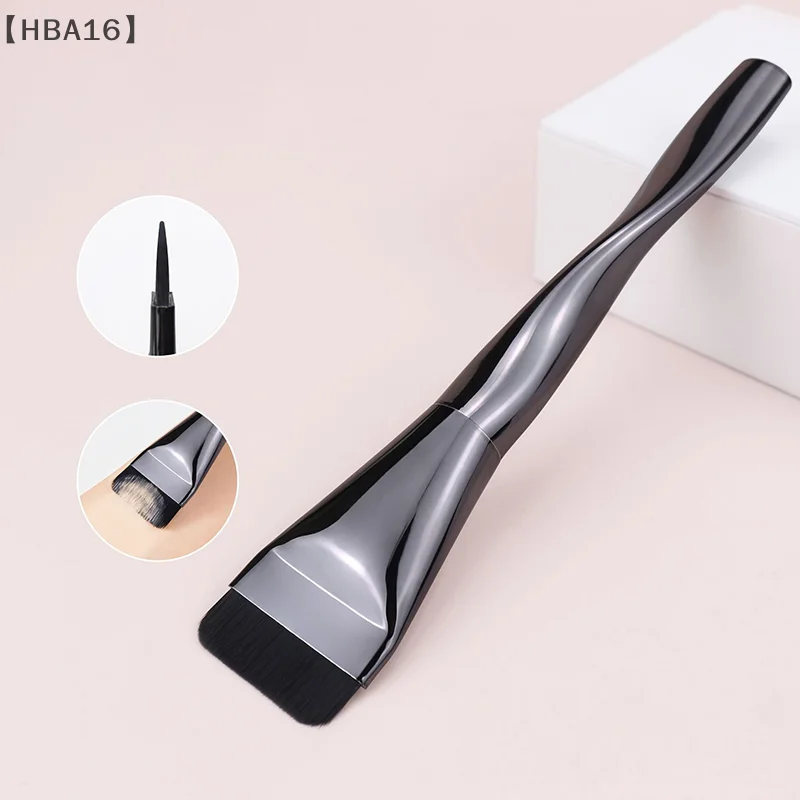 〔HBA16〕Flat-head Foundation Brush And Black Makeup Puff Blender Sponge Ultra-thin Head Traceless Concealer Applicator Tool