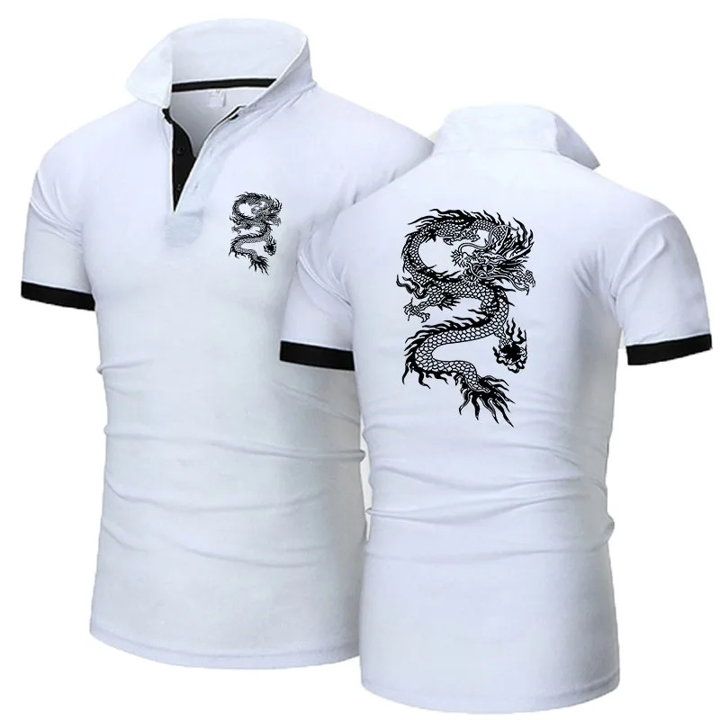 Men's solid color printed short sleeved polo shirt, comfortable and breathable, basic style, fashionable for spring and summer