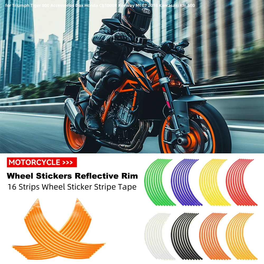 Wheel Sticker Reflective Rim Stripe Tape Motorcycle Stickers for Triumph Tiger 800 Accessories Dax Honda Cb1000R Keeway Mt 07