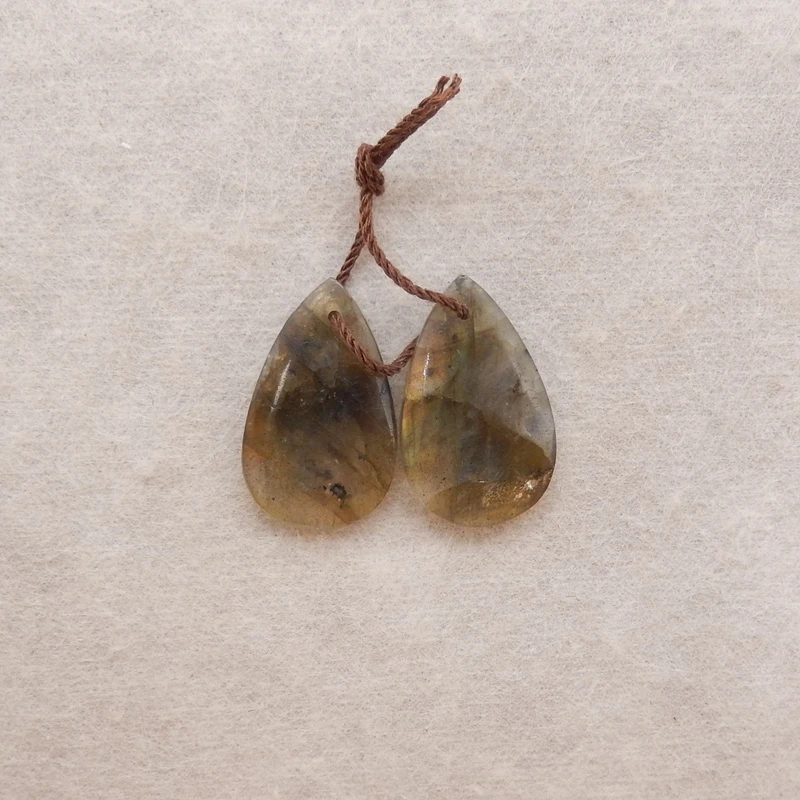 

22x13x4mm 3.7g 1 Pair Handmade Labradorite Beads – Natural Polished Waterdrop | Earring Jewelry Making Supplies