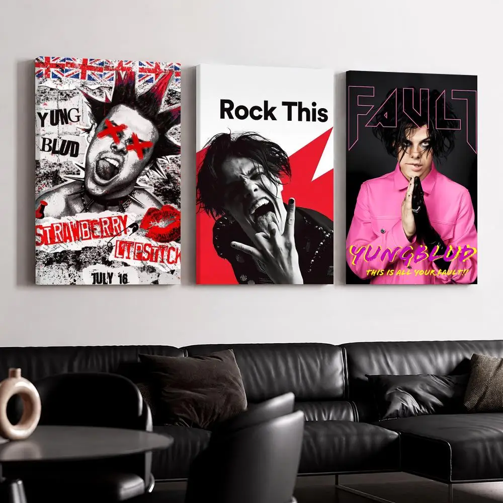 Singer Album Y-Yungblud Framed Wall Painting Canvas Poster Ready to Hang Wall Art for Bedroom Living Room Home Decor Gift