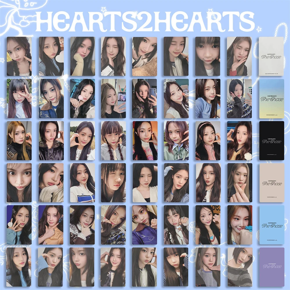 

8Pcs KPOP Hearts2Hearts Photocards H2H The Chase Album Paper Postcard JIWOO CARMEN JUUN YUHA Two-Sided Lomo Cards Fans Collect