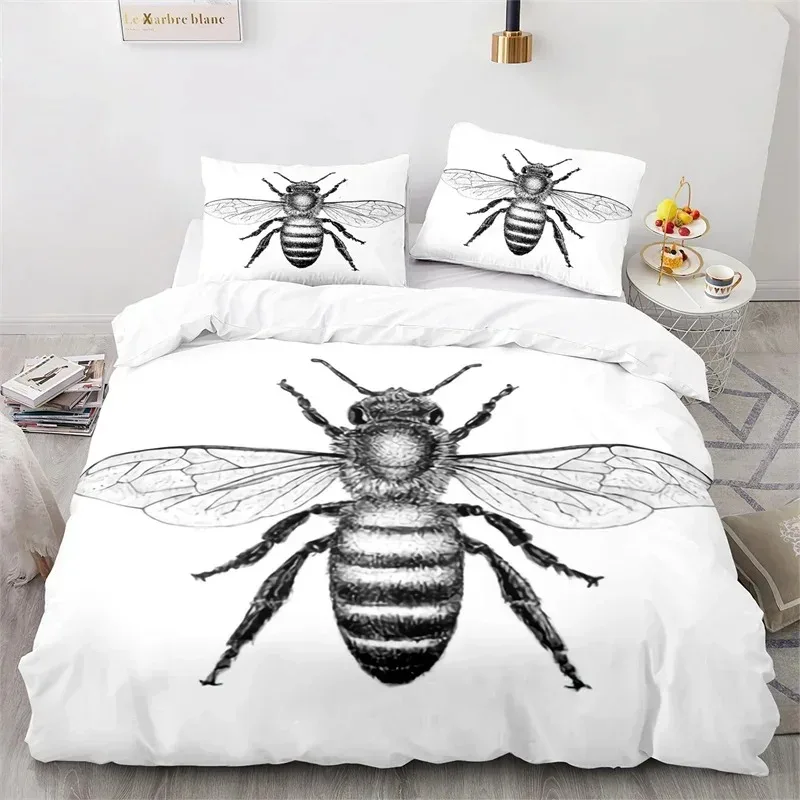

Cartoon Bee Duvet Cover Insect Honeybee Bedding Set Microfiber Wild Animal Comforter Cover King For Teens Boys Kawaii Home Decor