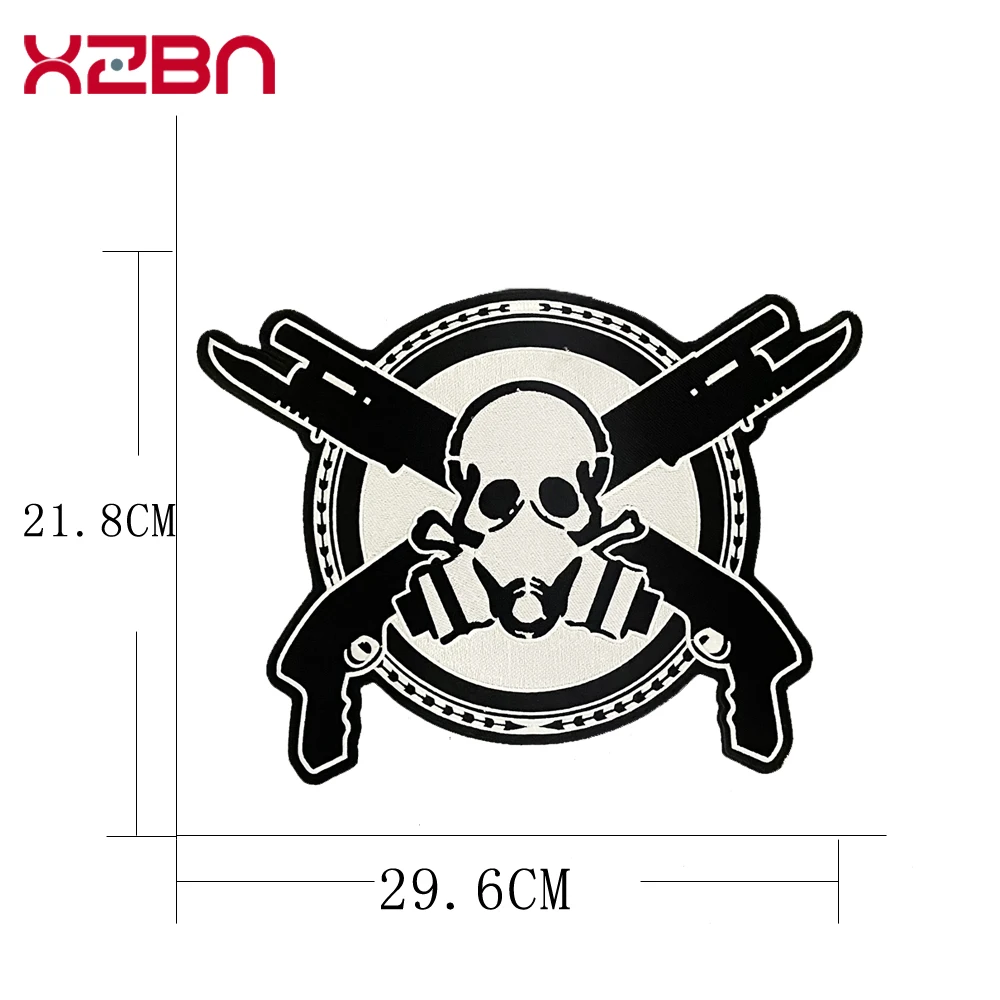 Double Gun Skeleton Embroidery Patch  Motorcycle Rider Personalized Leather Jacket And Vest Clothing Accessories Hand Sewing