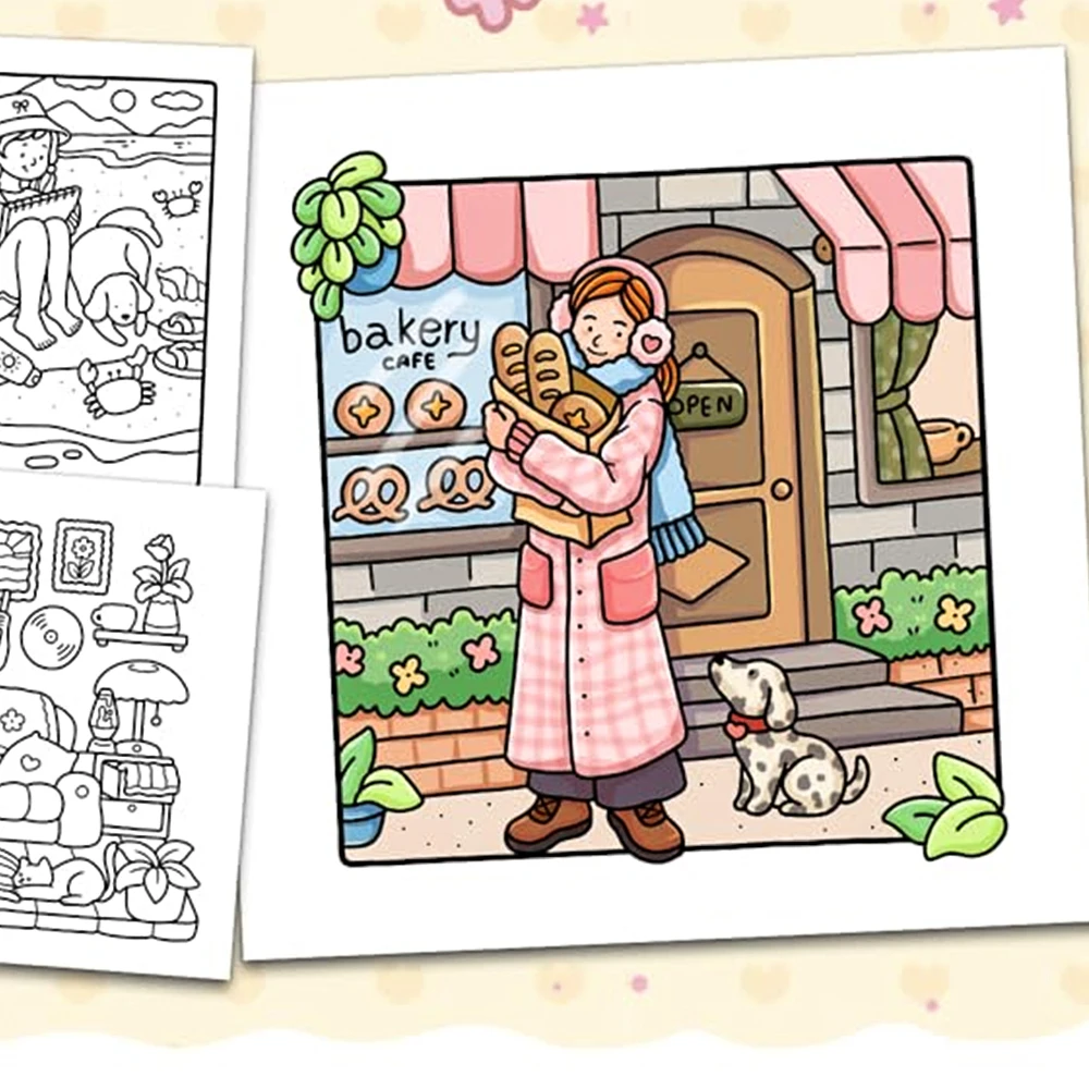 Relaxing Coloring Book For Delicate Girls Features Cute Girls Cartoon Coloring Book Allows You To Relax In A Cozy Hygge Moment