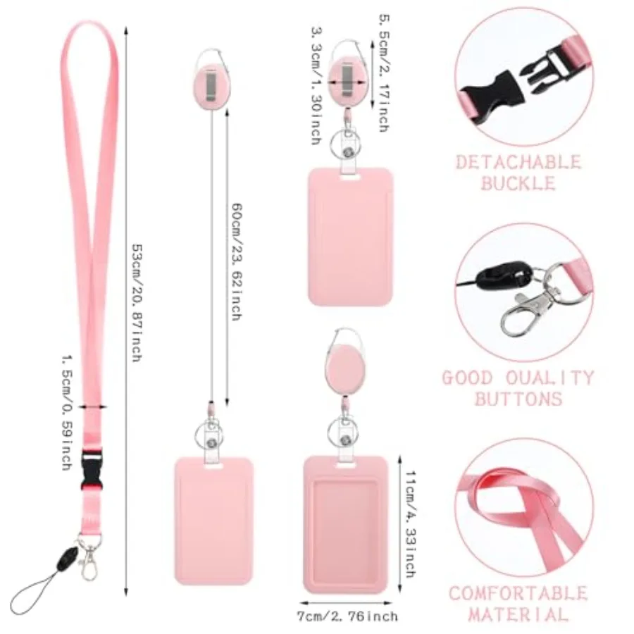 Lanyards for ID Badges Holder Retractable Clip for Nurse Teacher ID Card Holder Retractable with Badge Reel