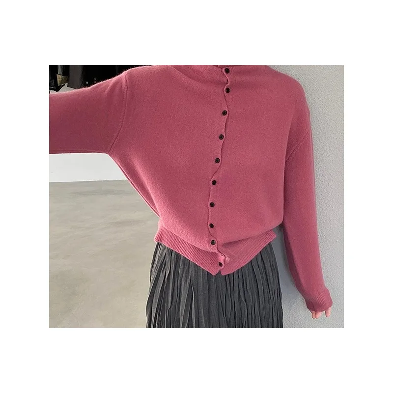 

НОВЫЙ женский осенне-зимний однобортный шерстяной вязаный кардиган, простой однотонный свитер, повседневный свитер