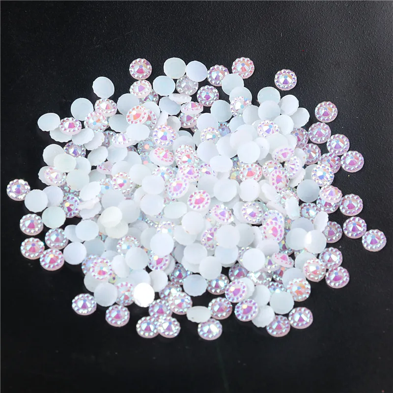 4mm/5mm/6mm Sunflower Nail Rhineston Cone Flower Faceted Jelly AB Resin Crystal Flatback Cloth Decorations Nonhotfix Rhinestones