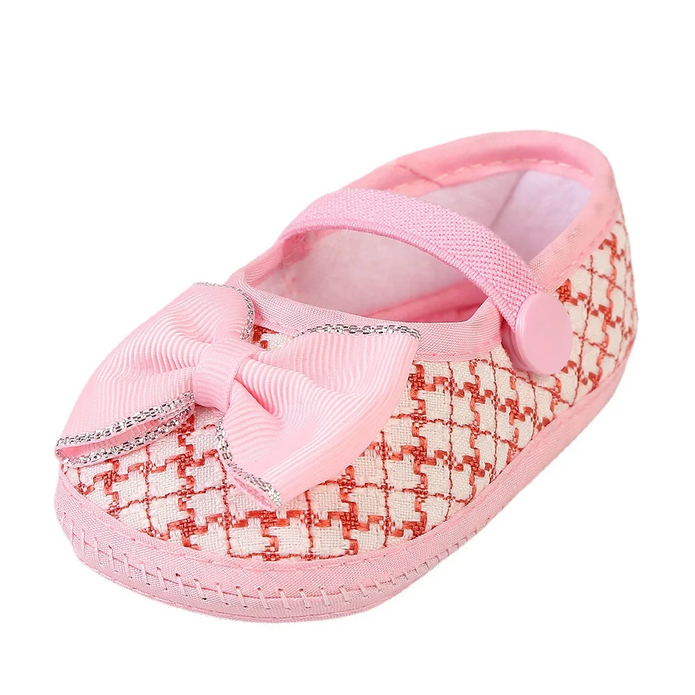 0~18M Cute Bowknot Newborn Baby Shoes Toddler Baby Girl First Walkers Soft Sole Infant Baby Girls Flats Pink Shoes