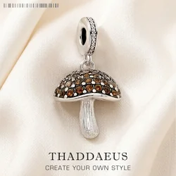 Trendy Mushroom Pendants Charm For Jewelry Making Bronze Color CZ Pave 925 Sterling Silver Gift For Women