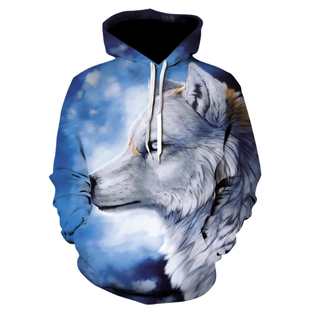 New Fashion Male And Female Animals Shining Wolf 3D Digital Print Hoodie, Innovative Personality Wolf, Y2k,Hoodies men