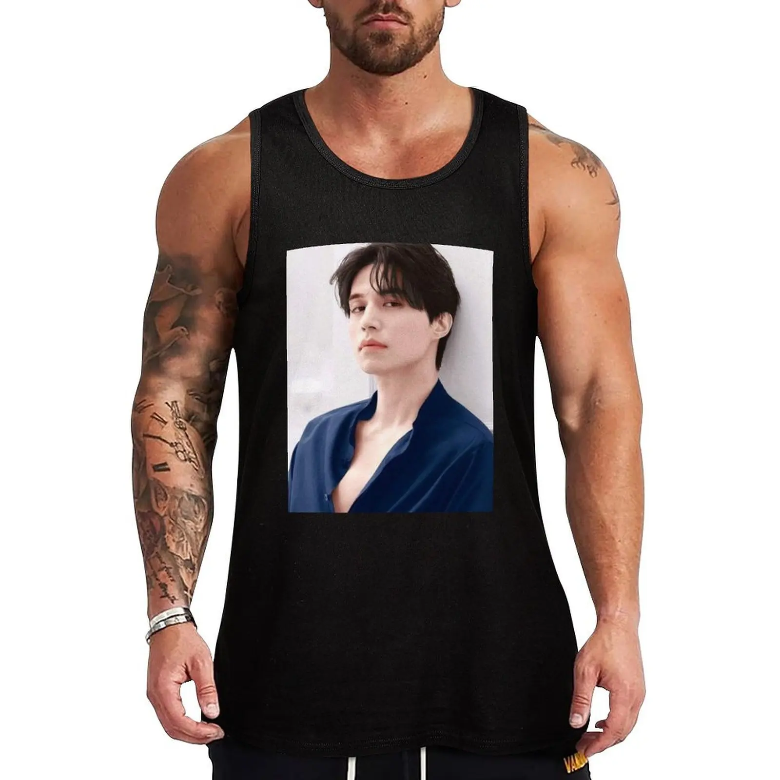 

Lee Dong Wook Tank Top Gym wear running shirt underwear Bodybuilding clothing man