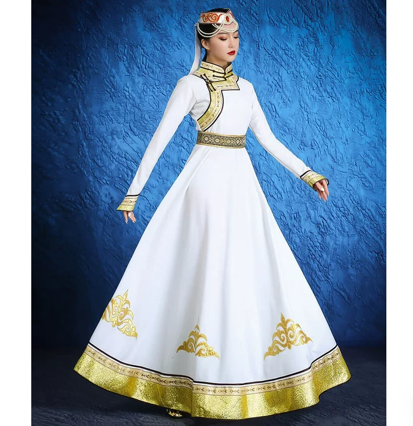 New ethnic dance performance costume Mongolian robe big swing dress
