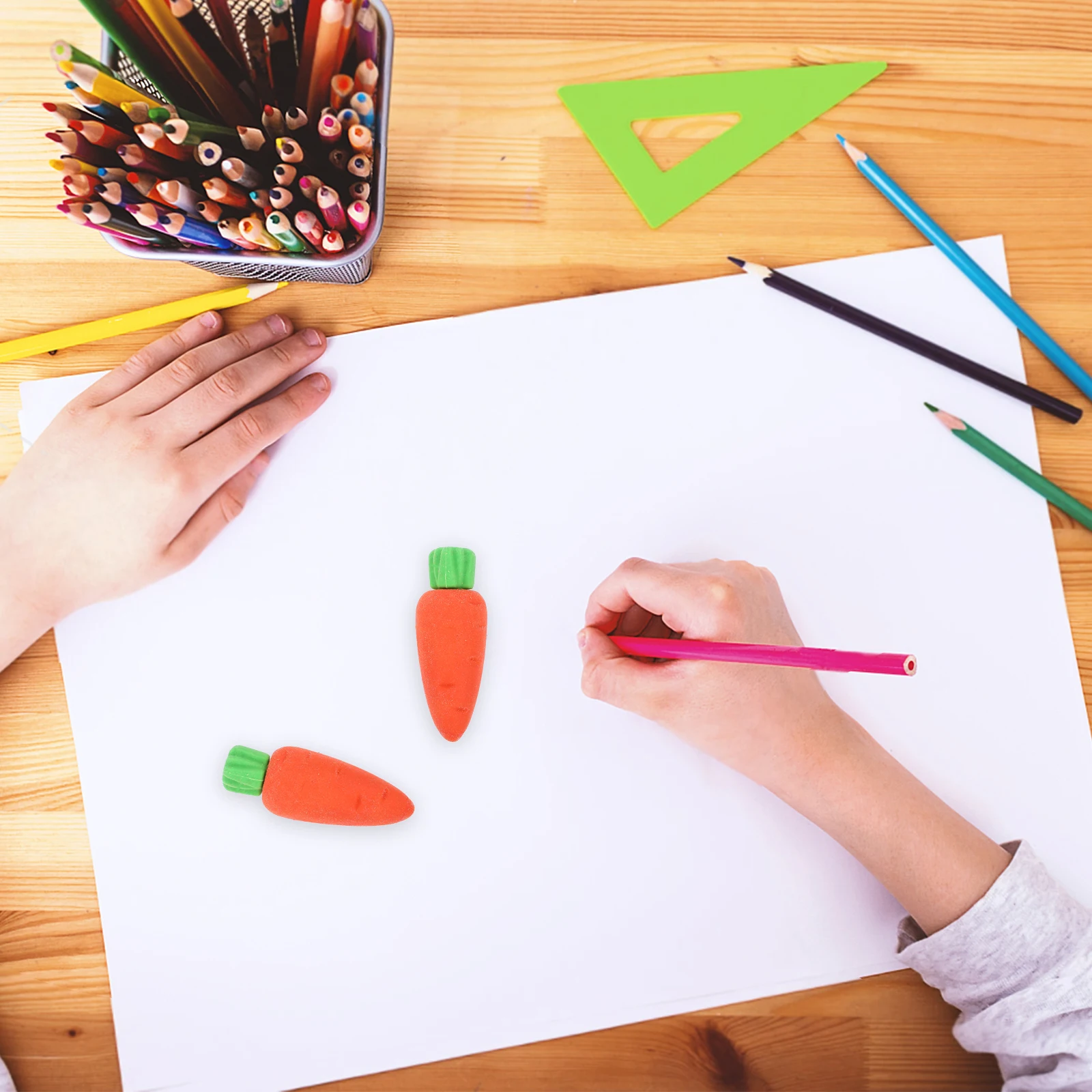 

100pcs Carrot Shaped Erasers Cute Cartoon Rubber for Kids Office Use Delicate Pencil Student Supply Portable Mini Bulk