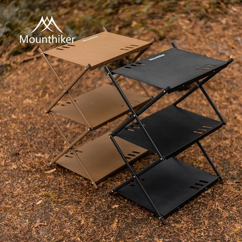 

MOUNTAINHIKER Outdoor Aluminum Alloy 3 Layers 3 Panels / 2 Layers 4 Panels Shelf Portable Folding Camping BBQ Storage Rack Table