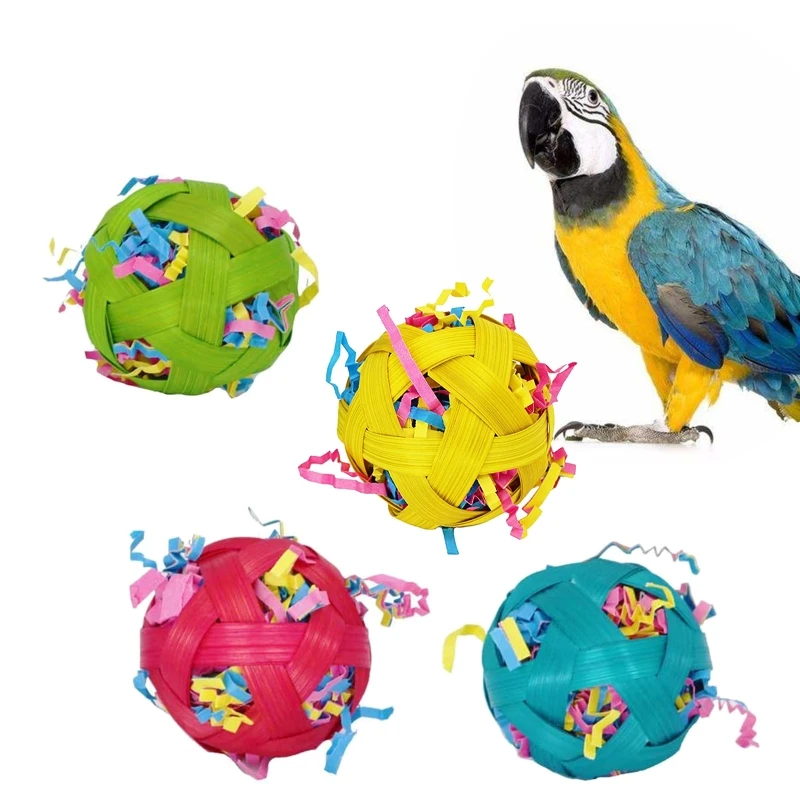 3Pcs Bird Foraging Toys Parrot Cage Shredder Toy 2.4-in Foot Ball Chewing Toys for Small Animals Gerbils Hamsters Drop Shipping