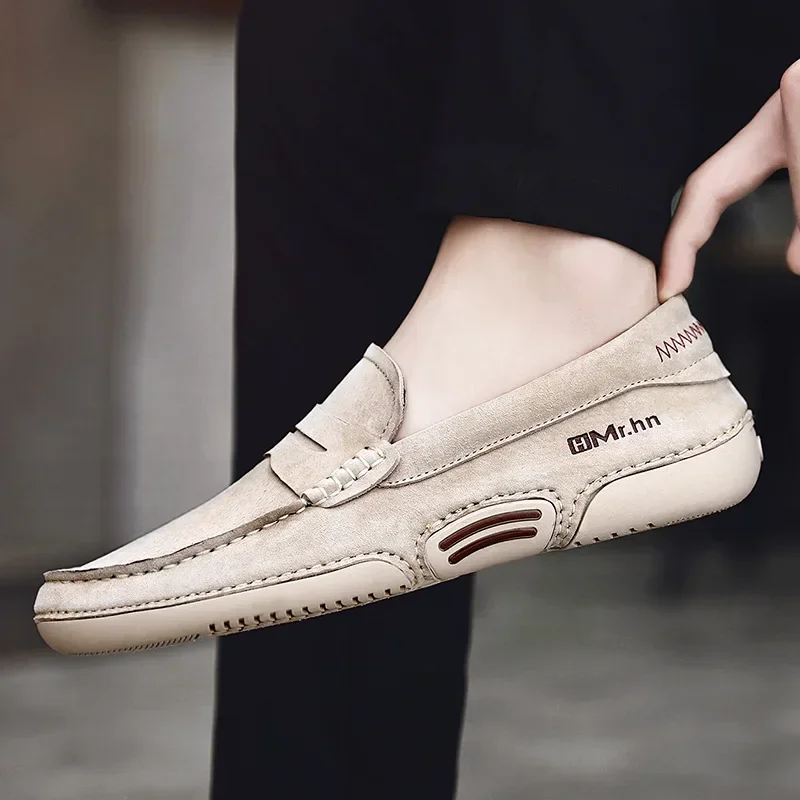 Men Moccasin Loafers slip on Casual Genuine Leather Driving Shoes outdoor Boat Shoes cow suede leather Moccasins For Man 896