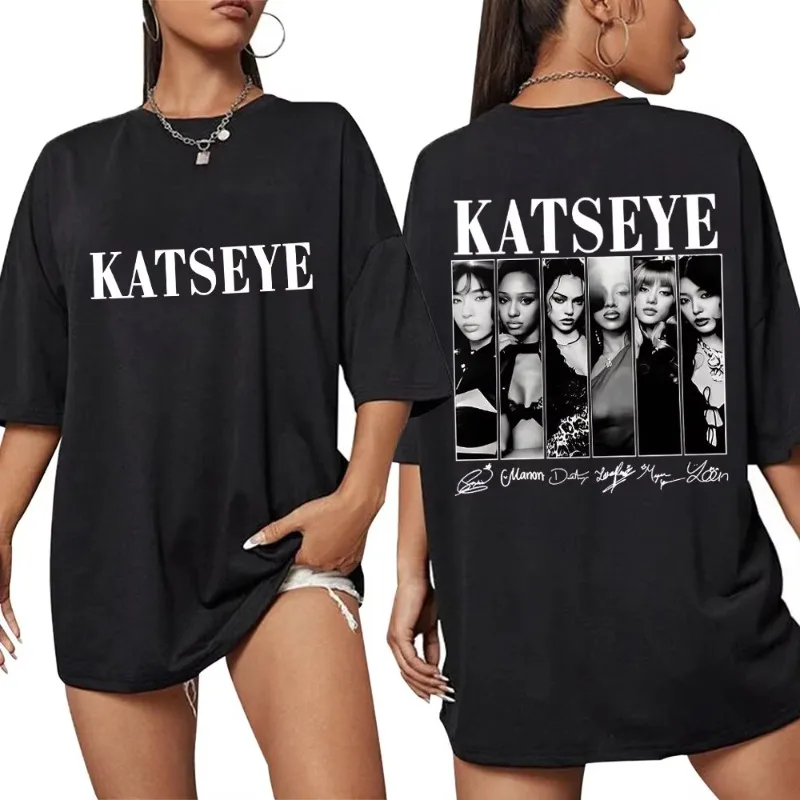 Vintage Korean Style Katseye Graphic T Shirts Kpop Men Women Popular T-shirt Fashion Harajuku Kawaii T-shirt Y2K Clothing ﻿