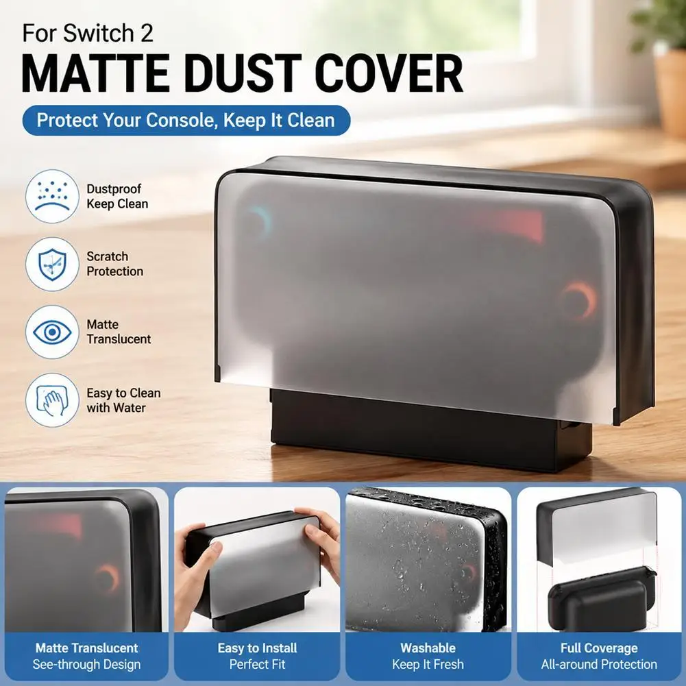 Cache-poussière givré pour Switch 2, protection de la base de console avec finition mate, accessoires