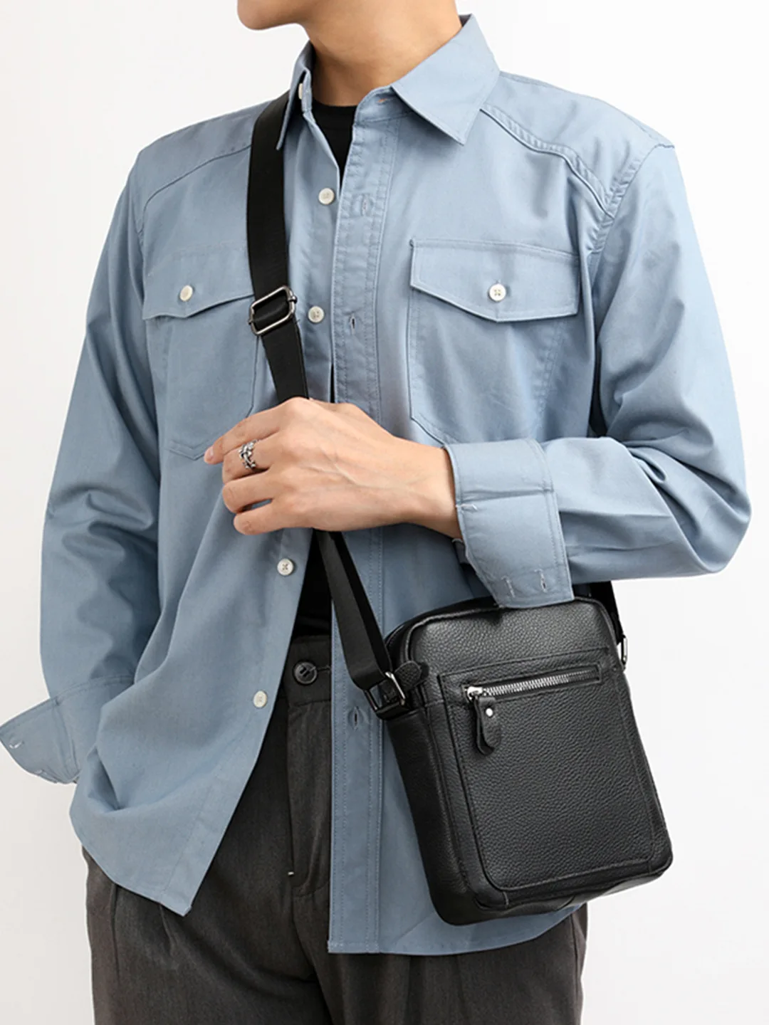 First-layer Cowhide Men's Messenger Bag Single Shoulder Bag Genuine Leather Cross-body Bag Men's Casual Fashion Men's Bag