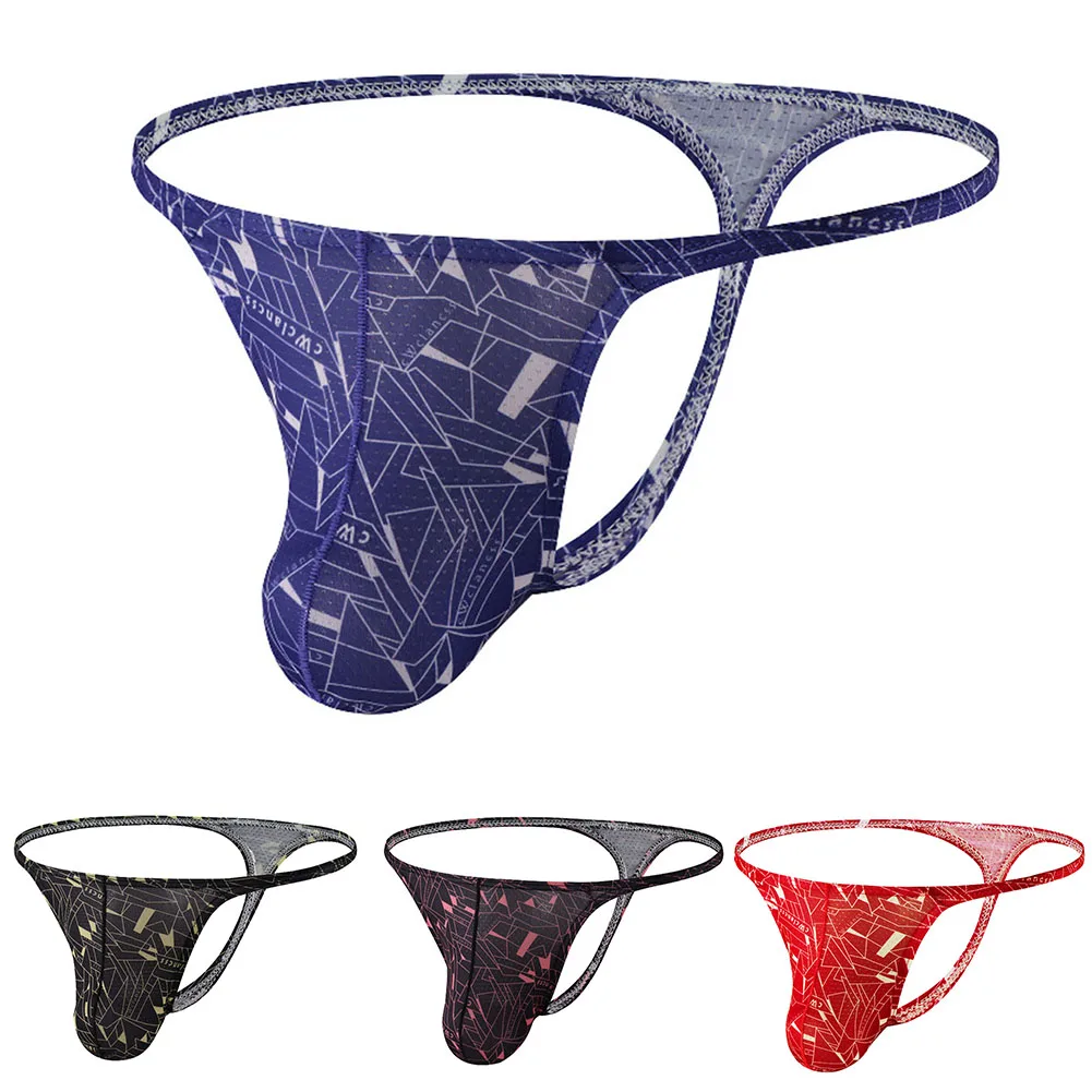 

Men's Erotic Print Underwear Red,Blue,Yellow,Pink Mens Thong Underwear 80 Polyester 20 Spandex Printed Pattern