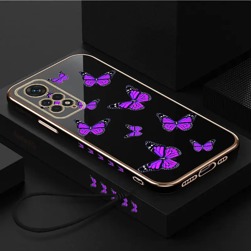 Purple Butterfly Fasion Luxury Case For Redmi NOTE 13 12 11 10 K60 K40 13C A1 A2 PRO PLUS 5G Soft Cover Coque