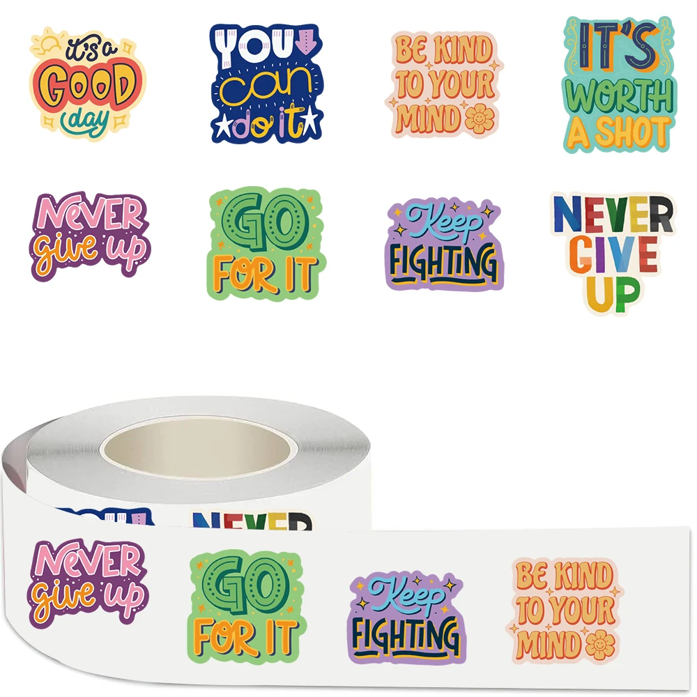 500Pcs Encouraging Planner Stickers Roll Inspirational Positive Decals Funny Reward Stickers for Laptop Notebook Scrapbook Toys