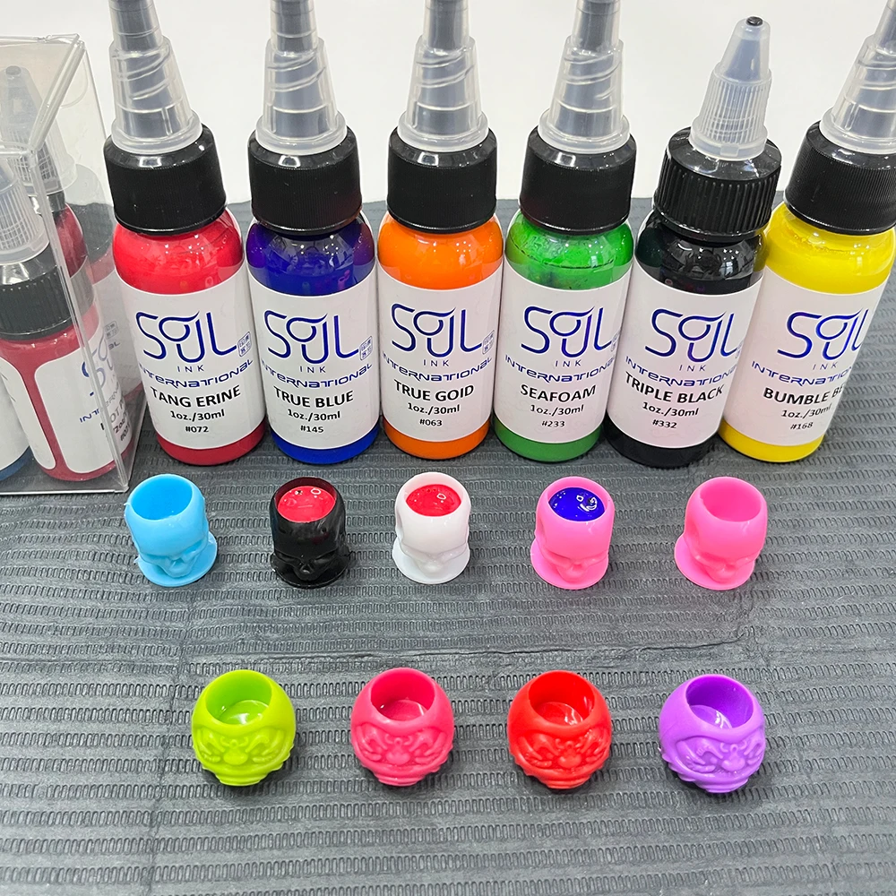 100/200PCS Disposable Tattoo ink Cup With Base Dharma Tattoo Color Cup Pigment Holder Cap Permanent Makeup Tattoo Accessories